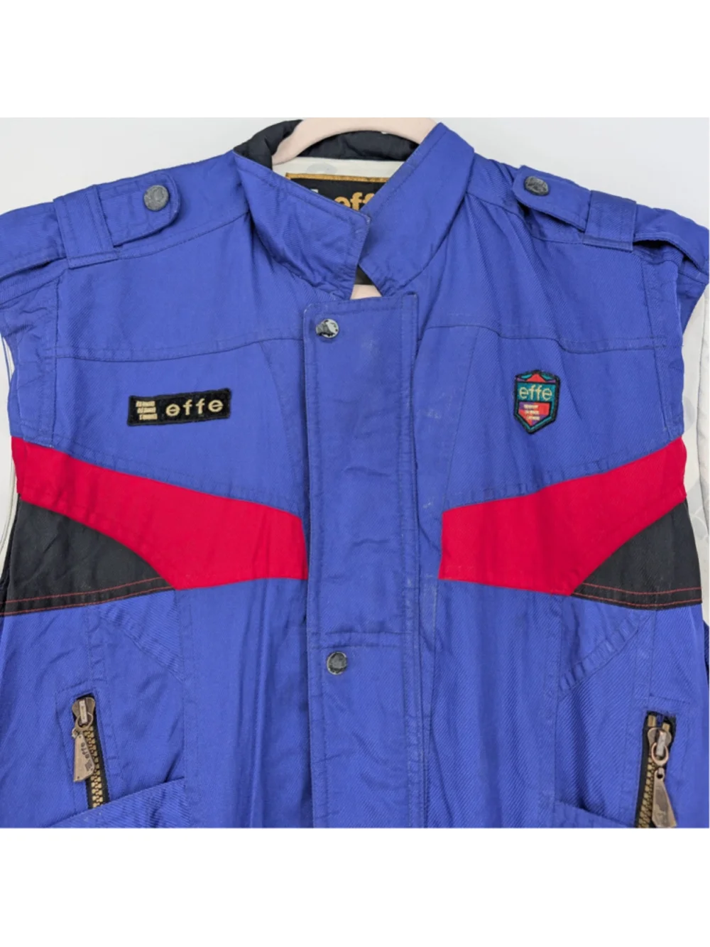 Vintage EFFE 2-Piece Ski Suit Mens M 42 Blue Red Colorblock Snowsuit 80s 90s